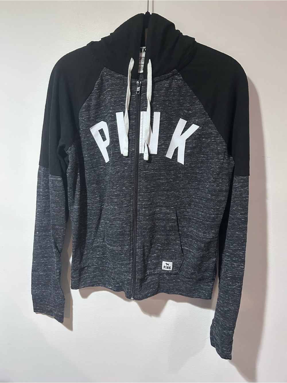 PINK Victoria's Secret Black & Charcoal Full-Zip Hoodie